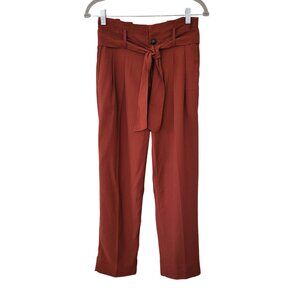 Madewell Drapey Paperbag Pants Womens Size 0 Rust Pleated High Rise Career